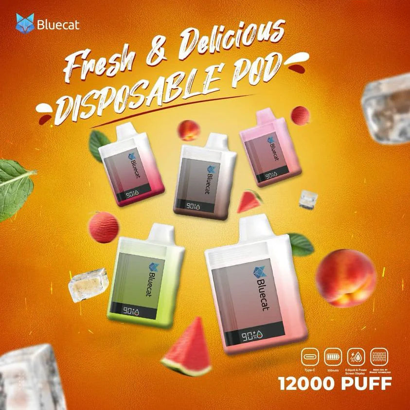 Blue Cat LED Display Disposable Pod 12000 Puffs